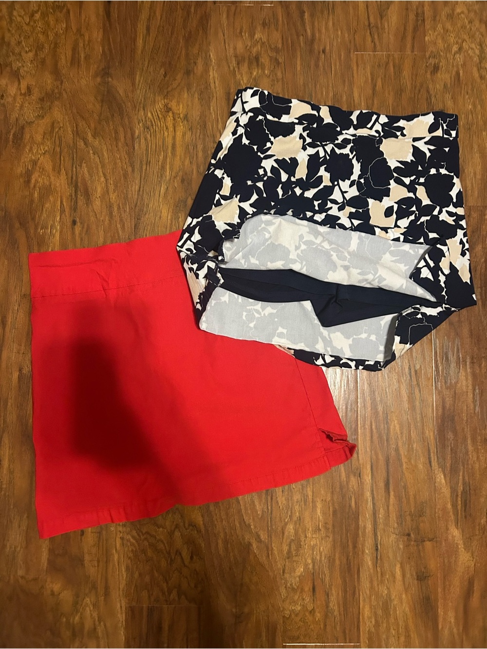 Rafaella Navy & White Floral Shorts with Bright Red Skort